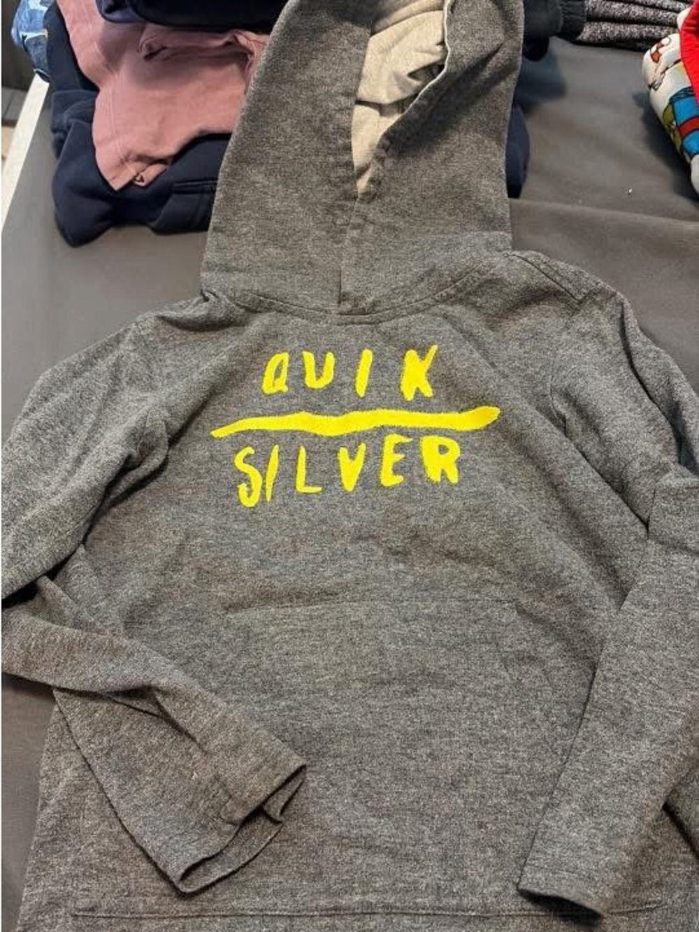 Quiksilver Toddler Gray Hoodie with Yellow Logo